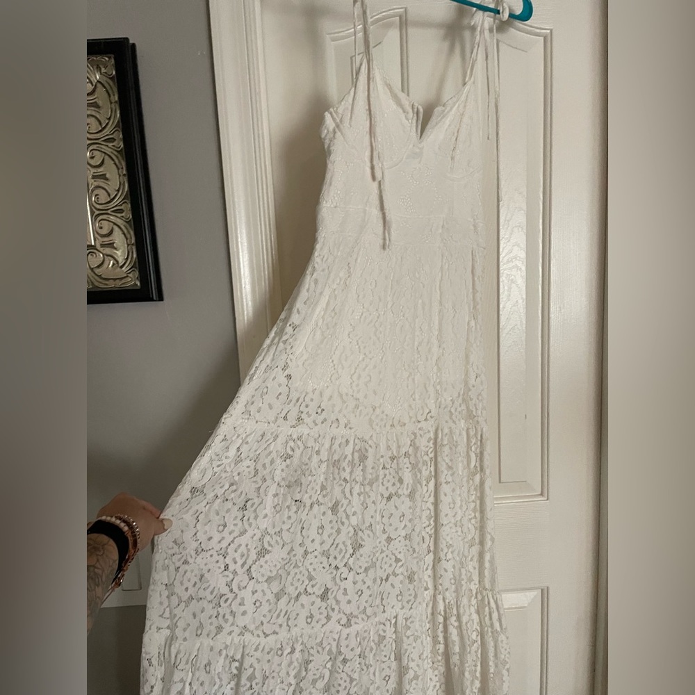 Lulus white dress with bodysuit, size M
